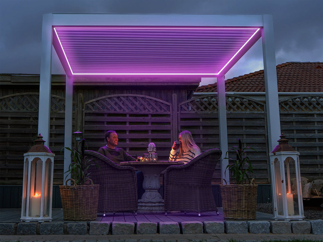 Pergolux Pergola med Pergolux LED lys, lilla/rosa farge